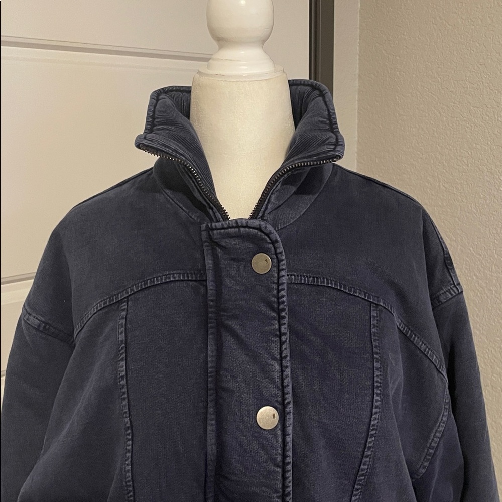 Anthropologie Pilcro Washed Navy Quilted Bomber Jacket Like New 
Size Small - Picture 5 of 12
